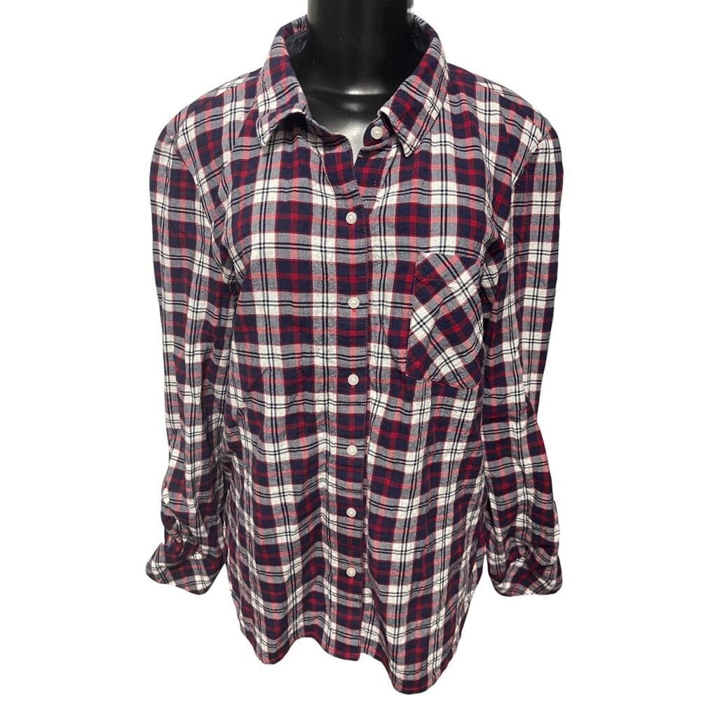 Size Large Tommy Hilfiger Womens Lightweight Plaid Button Up Shirt